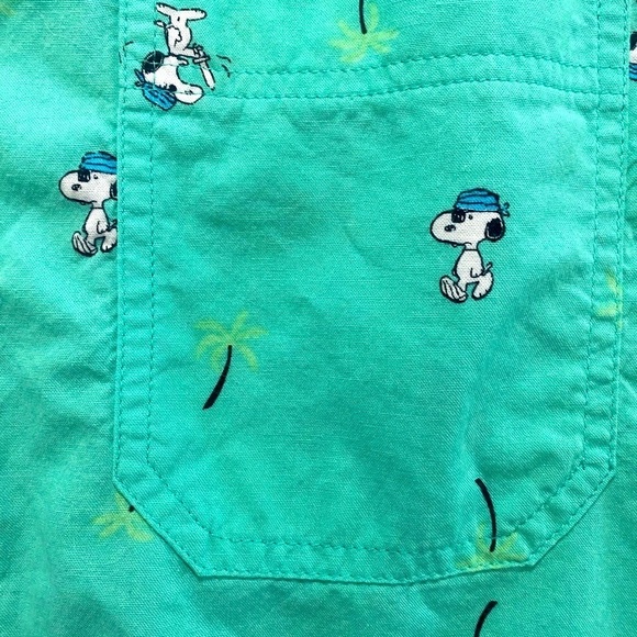 Peanuts Mint Green Casual Button Down Shirt - Picture 3 of 5